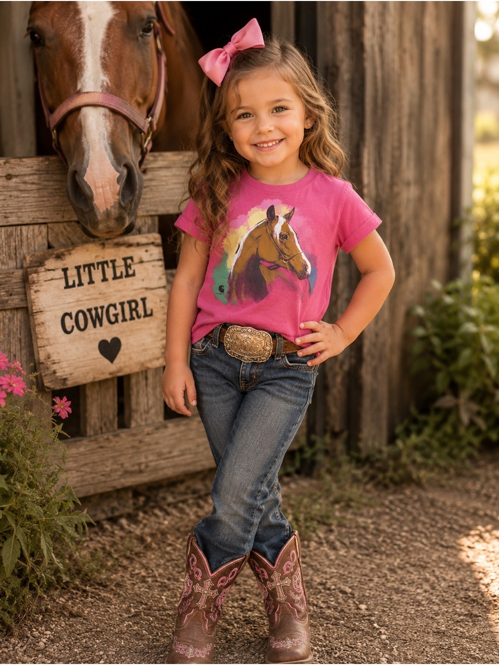 Carhartt Girls' Hot Pink Horse Graphic Tee
